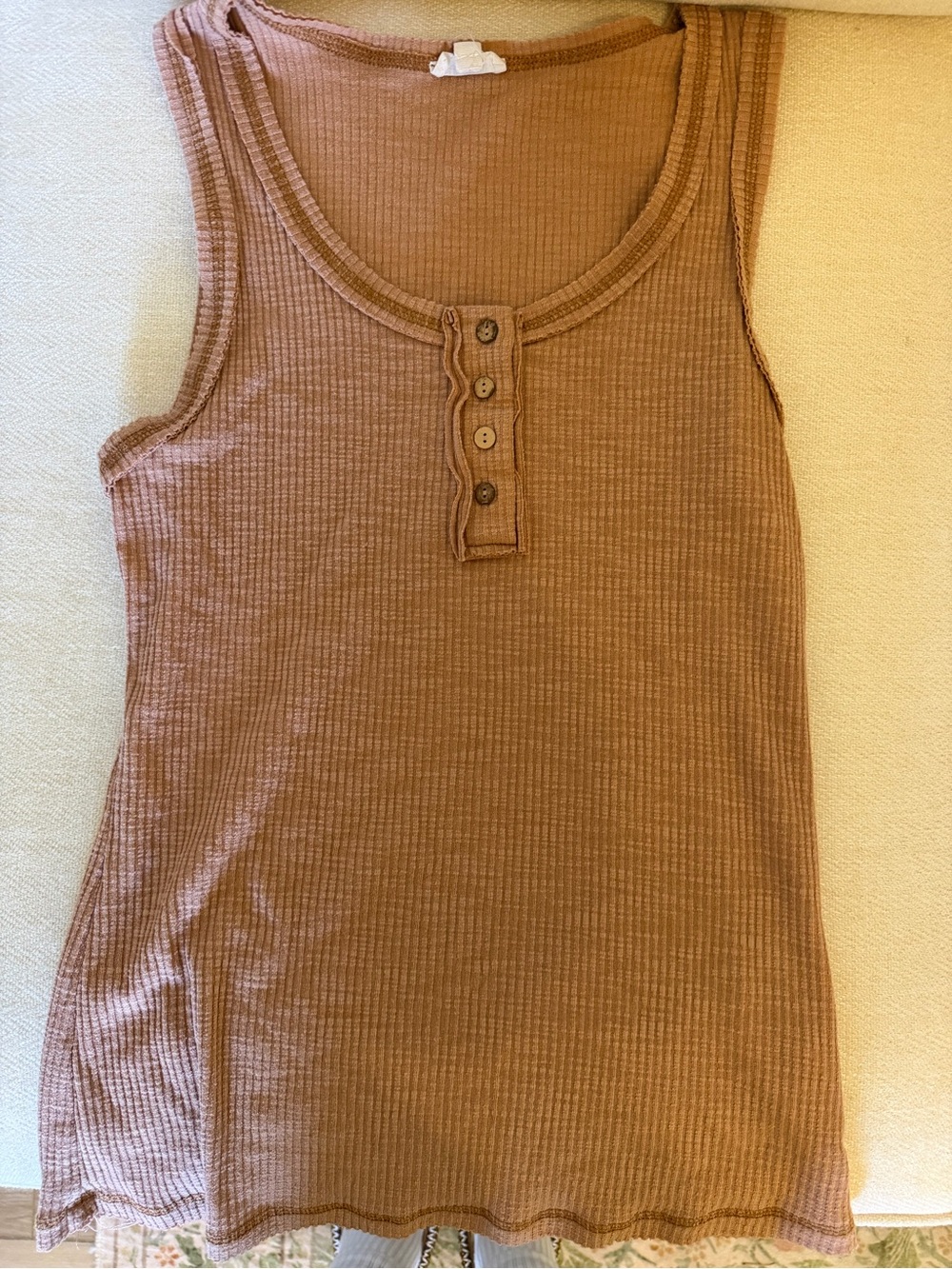 Tan tank with cute buttons